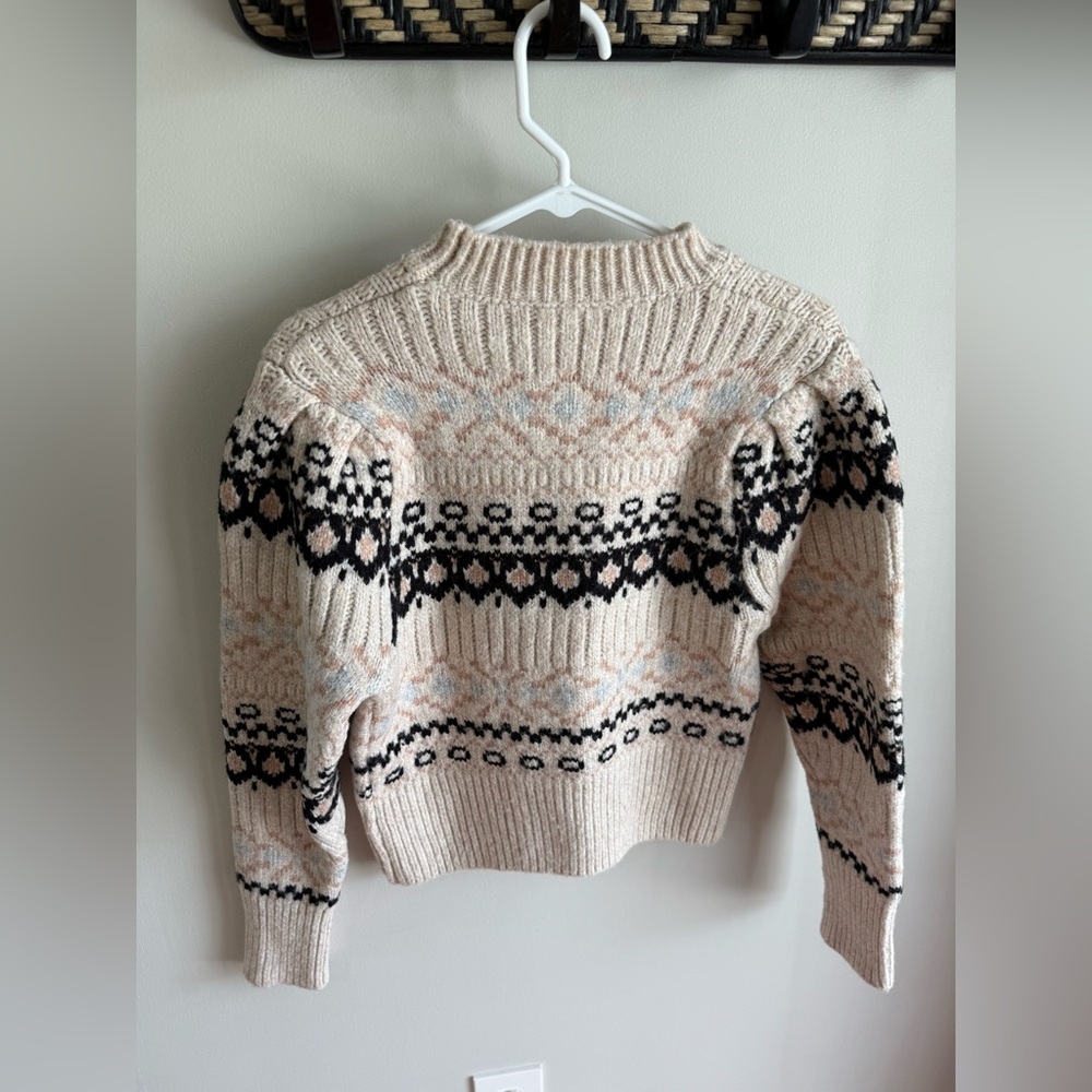 ASTR the Label Maria Mock Neck Fair Isle Knit Sweater - Ivory/Black - Medium - Picture 12 of 15